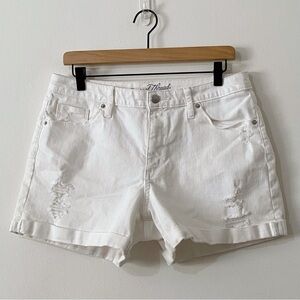 Universal Thread White Distressed Cuffed Midi Denim Jeans Shorts